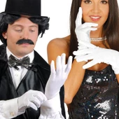 Beyaz Renk Yetişkin Boy Likralı Gösteri Eldiveni - 3