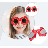 Periboia Kırmızı Renk Papatya Şekilli Parti Gözlüğü thumbnail 3