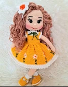 Sarı Papatya Bebek Amigurumi Organik Oyuncak - 1