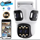 8K 16MP 8X Zoom Dış Mekan Kablosuz 360 IP Kamera PTZ 3 Kameralı Dört Lensli Wi-Fi Kamera CMR60 - 8