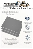 Linol Baskı Seti 1 Paket 35x50 cm Linolyum Tabaka Gri Linol Oyma Seti 3 Bıçaklı Rulo Fırça Mürekkep Linol Baskı Seti - 3