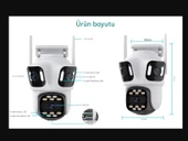 8K 16MP 8X Zoom Dış Mekan Kablosuz 360 IP Kamera PTZ 3 Kameralı Dört Lensli Wi-Fi Kamera CMR60 - 5