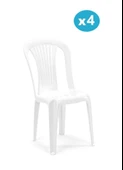 Omnipazar SY-2520 Manolya Plastik Bahçe Sandalye Beyaz 4'lü Set - 1