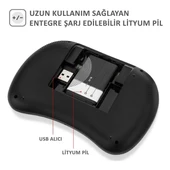Technow Işıklı Kablosuz Mouse Özellikli Mini Türkçe Tv Uyumlu  Klavye - 6