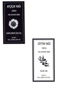Jenisa 2 Adet Yağdanlık Yağlık Sticker Ayçiçek Zeytinyağı Siyah Beyaz Etiket - 1