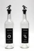 Jenisa Dibi Çukur Şeffaf Cam Şişe Etiketli 2'li 750 Ml Zeytinyağı Sıvıyağ Şişesi Yağdanlık - 2