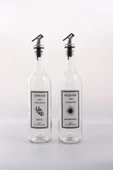 Jenisa Dibi Çukur Şeffaf Cam Şişe 2'li 750 ml Zeytinyağı Sıvıyağ Şişesi Yağdanlık Yağlık thumbnail 2