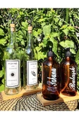 Jenisa Ahşap Standlı 2li Şeffaf Geyik Tıpalı 750ml 2li 500ml Amber Yağdanlık Sabunluk Set - 3