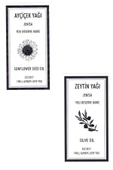 Jenisa 2 Adet Yağdanlık Yağlık Sticker Ayçiçek Zeytinyağı Siyah Beyaz Etiket - 1