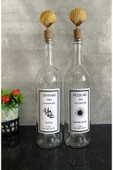 Jenisa 2 Adet Şeffaf 750 Ml Etiketli Şişe Altın İstiridye Tıpalı Yağdanlık Set - 3