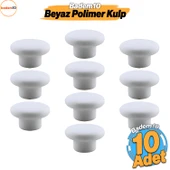 Bohem Beyaz Mantar Kulp Düğme 10 ADET Çekmece Mutfak Mobilya Dolabı Dolap Kulpu Kulbu Plastik Kulp thumbnail 1