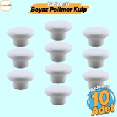 Bohem Beyaz Mantar Kulp Düğme 10 ADET Çekmece Mutfak Mobilya Dolabı Dolap Kulpu Kulbu Plastik Kulp thumbnail 10