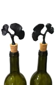 Jenisa Siyah Ginkgo Figürlü 2 Adet Mantar Tıpa - Şarap Yağdanlık Şişe - 1