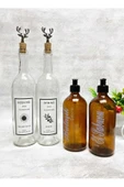 Jenisa Geyik Mantar Tıpalı Şeffaf Şişe 750ml Yağlık 2li 500ml Amber Sabunluk Mutfak Yağlık Sabunluk Set thumbnail 1