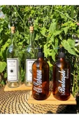 Jenisa Ahşap Standlı 2li Şeffaf Geyik Tıpalı 750ml 2li 500ml Amber Yağdanlık Sabunluk Set - 2