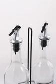 Jenisa 2'li 750 Ml Zeytinyağı Sıvıyağ Şişesi Cam Yağdanlık Siyah Stantlı Akıtıcılı Yağlık 750ml - 3