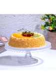Jenisa Damla El Yapımı 21 Cm Ayaklı Cam Yuvarlak Sunumluk Pasta & Kek Servisi - 2