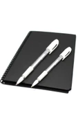 40 Sayfa A5 Siyah Defter Ve 2 Adet Beyaz Kalem - 1