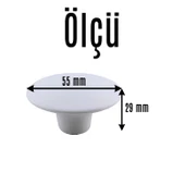 Bohem Beyaz Geniş Mantar Kulp Düğme 10 ADET Mobilya Dolabı Çekmece Mutfak Dolap Kulpu Kulbu Plastik thumbnail 8