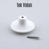 Bohem Beyaz Geniş Mantar Kulp Düğme 10 ADET Mobilya Dolabı Çekmece Mutfak Dolap Kulpu Kulbu Plastik thumbnail 4
