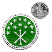 Özel Kutu ve Gümüş Bezi İle Gümüş Çerkes Bayrağı Rozet - 1