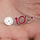 Özel Kutu ve Gümüş Bezi İle Gümüş Ay Yıldız 100.Yıl Rozet - 6