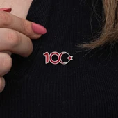 Özel Kutu ve Gümüş Bezi İle Gümüş Ay Yıldız 100.Yıl Rozet - 5