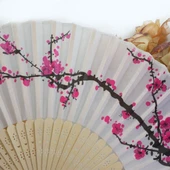 Beluga Yelpaze Bambu Kumaş Serinletici Vintage Kiraz Çiçeği Şık Dekorasyon Püsküllü Japon Yelpaze 0198 - 3