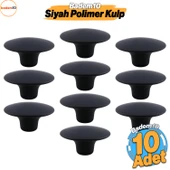 Bohem Siyah Geniş Mantar Kulp Düğme 10 ADET Mobilya Dolabı Çekmece Mutfak Dolap Kulpu Kulbu Plastik thumbnail 1