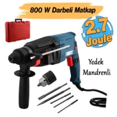 Sds Plus Darbeli Matkap 800 W Metal Beton Ahşap Kömürlü Delme Kırıcı Delici 2.7 Joule Pnömatik - 1