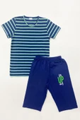 ERKEK ÇOCUK KAPRİLİ PİJAMA TAKIMI PAMUK ÇİZGİLİ BASKILI A6 thumbnail 2