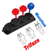 Kapaklı Klemensli Grup Priz 1 Monofaze ve 2 Trifaze Kombinli 3'lü Çoğaltıcı Kablosuz Kauçuk Topraklı - 5