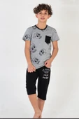 ERKEK ÇOCUK KAPRİLİ PİJAMA TAKIMI PAMUK BASKILI CEP DETAYLI A3 thumbnail 1