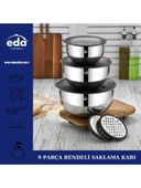 Eda Çelik 9 Parça Rendeli Saklama Kabı Seti 16-20-24 cm - 1