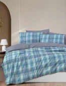 Lastikli Çarşaflı Çift Kişilik Nevresim Takımı Ekose - 2