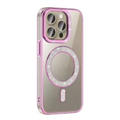 Apple iPhone 15 Pro Kılıf Pırlanta Taş Tasarımlı Magsafe Şarj Özellikli Redclick Karetta Silikon Kapak thumbnail 1