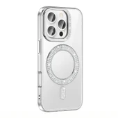 Apple iPhone 16 Pro Kılıf Pırlanta Taş Tasarımlı Magsafe Şarj Özellikli Redclick Karetta Silikon Kapak thumbnail 1