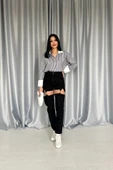 Siyah Askılı İki Parça Jeans Pantolon - 1