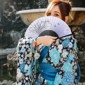 Beluga Yelpaze Bambu Kumaş Serinletici Vintage Siyah Şık Dekorasyon Püsküllü Japon Yelpaze 0181 - 2