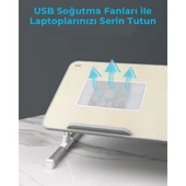 Saiji A8 Large Çok Fonksiyonlu Ayarlı Notebook Soğutuculu Çalışma Masası Gri - 3