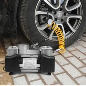 Çift Pisyonlu 12 V Araç Tipi Çakmaklık Metal Hava Kompresörü Araba Bisiklet Teker Lastik Top Şişirme - 4