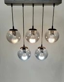 5 Lİ KAPALI CAM SİYAH MODERN AVİZE - 2