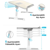 Saiji A8 Large Çok Fonksiyonlu Ayarlı Notebook Soğutuculu Çalışma Masası Gri - 4