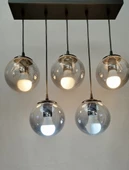 5 Lİ KAPALI CAM SİYAH MODERN AVİZE - 3