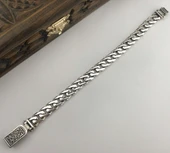 925 Ayar Gümüş El İşi Zincir Erkek Bileklik - 2