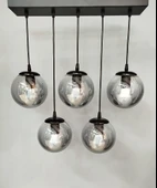 5 Lİ KAPALI CAM SİYAH MODERN AVİZE - 1