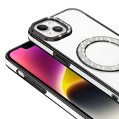 Apple iPhone 13 Kılıf Pırlanta Taş Tasarımlı Magsafe Şarj Özellikli Redclick Karetta Silikon Kapak thumbnail 5