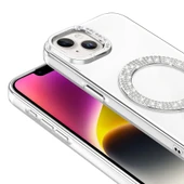 Apple iPhone 13 Kılıf Pırlanta Taş Tasarımlı Magsafe Şarj Özellikli Redclick Karetta Silikon Kapak thumbnail 7