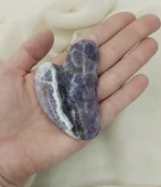 Ametist Gua Sha Yüz Vücut Masaj Aleti Doğal Taş Çakra - 2