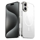 Apple iPhone 16 Plus Kılıf M-safe Şarj Özellikli Şeffaf Cam Arka Yüzey Zore G-Glass Kapak - 1